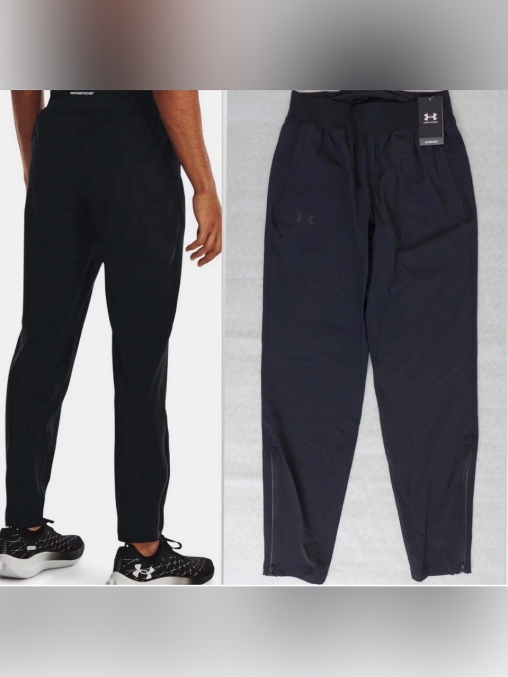 Under Armour UA Black Outrun The Storm Fitted Pants Reflective Men’s Size Medium